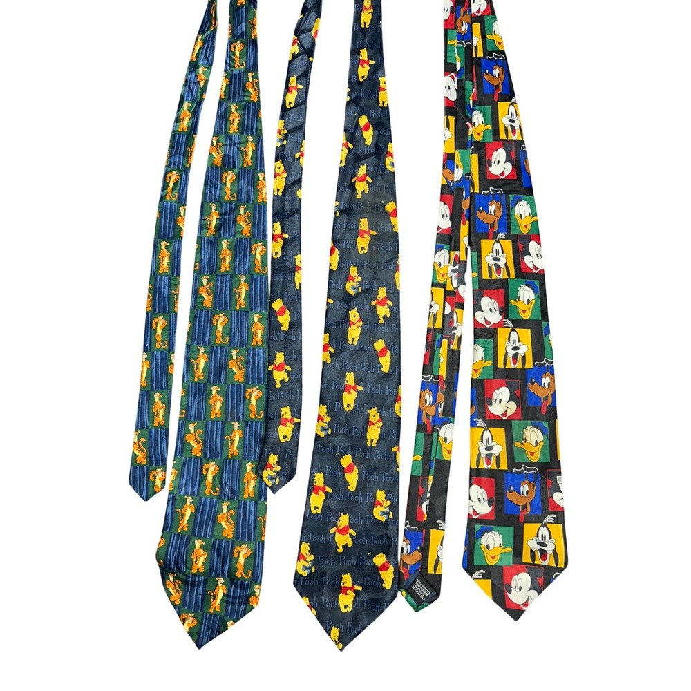 Vintage Disney Ties set Tigger Pooh Goofy Mickey Mouse business office eclectic